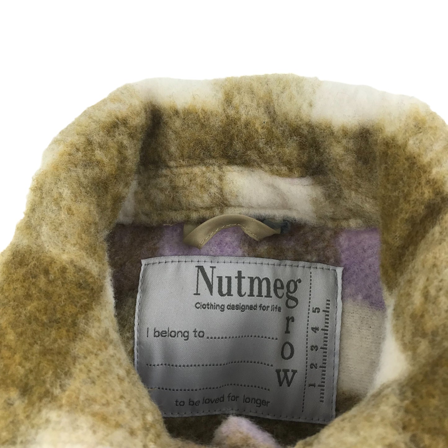 Nutmeg Fleece Jacket Age 5 Lilac Brown White Check Pattern