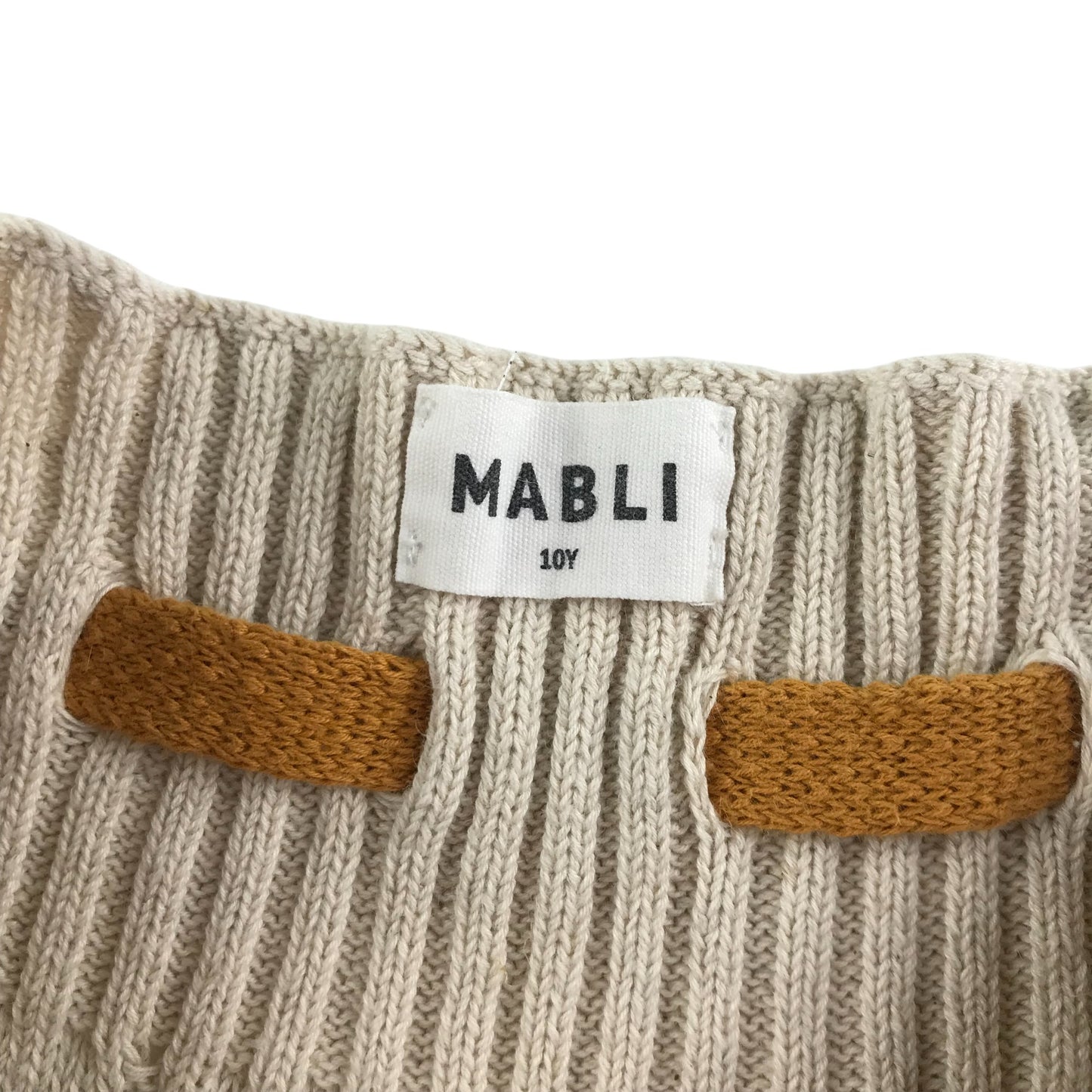 Mabli skirt 9-10 years beige brown and blue cotton linen blend