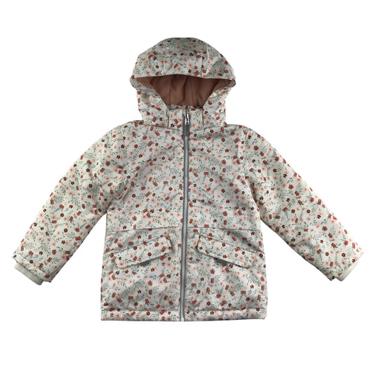 Primark jacket 5-6 years white floral print with fleece lining