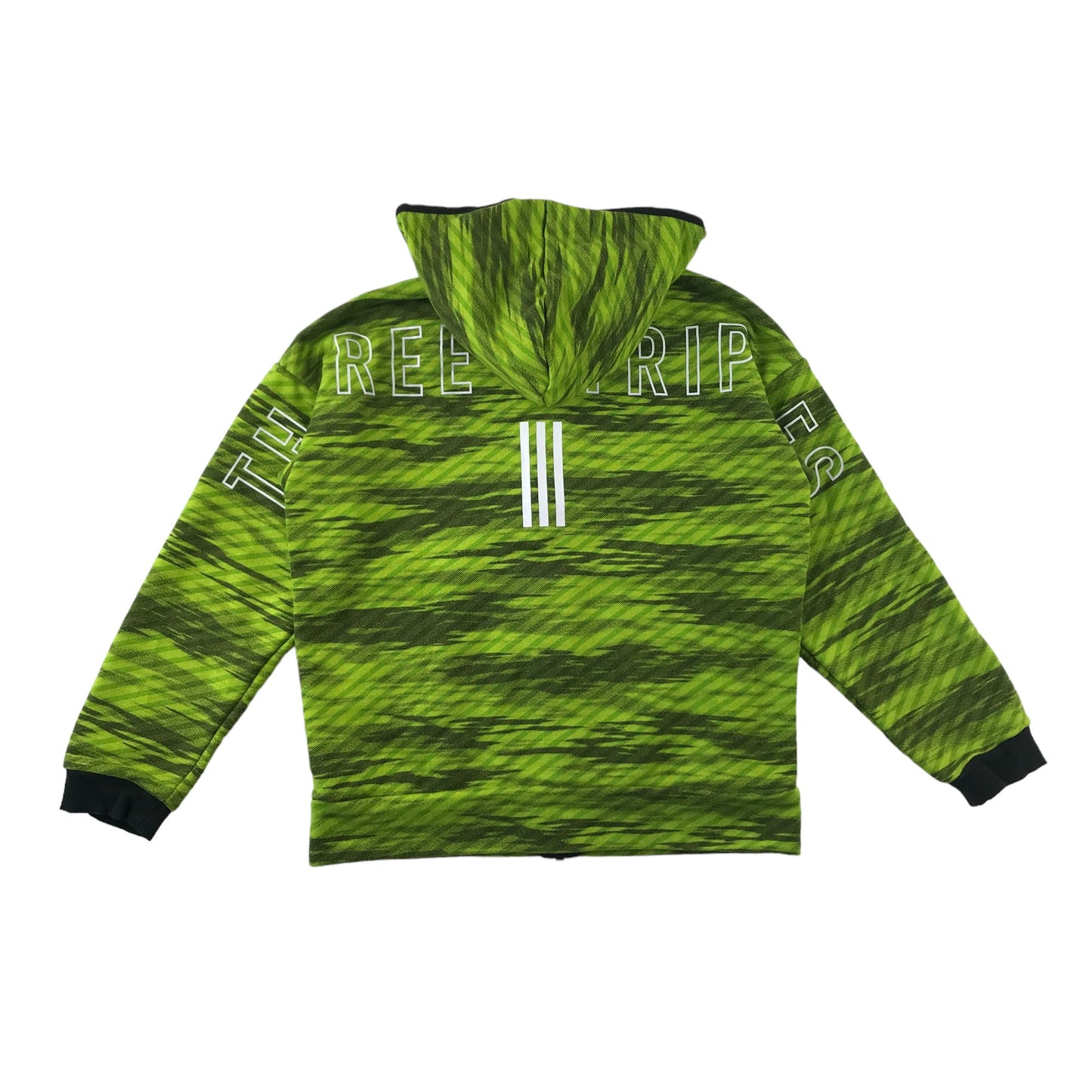 Adidas Hoodie Age 9 Green and Grey Graphic Print Pattern