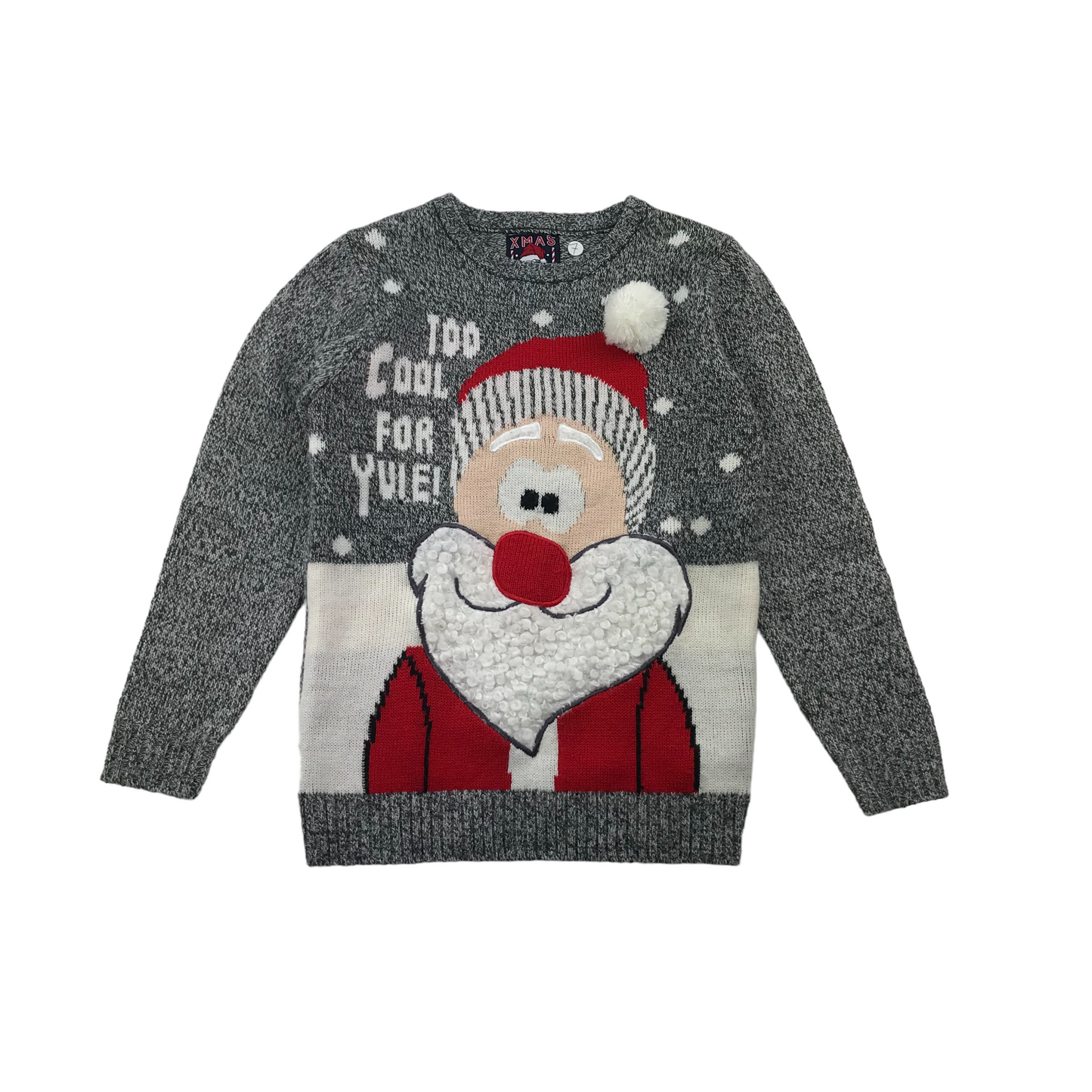 F&F Grey Too Cool for Yule Santa Christmas Jumper Age 7