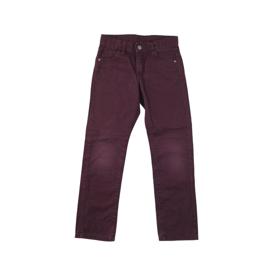 HEMA Trousers Age 7 Dark Burgundy Slim Fit Denim Style Cotton