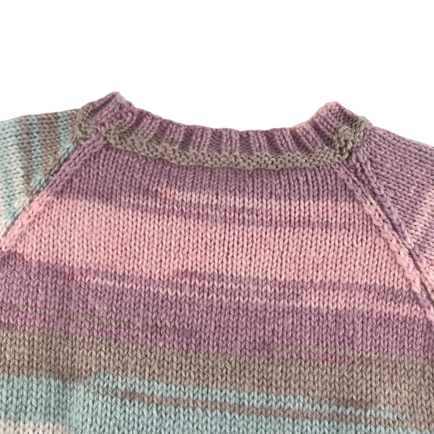 Handmade Jumper Top Age 4 Pink Light Blue Stripy Short Sleeve Knit