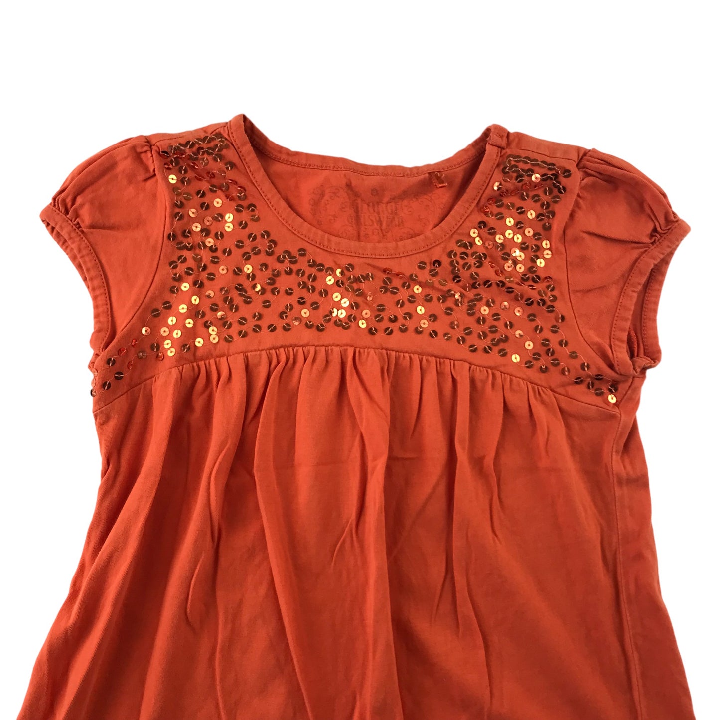 George T-shirt Age 8 Burnt Orange with Sequin Details Cotton