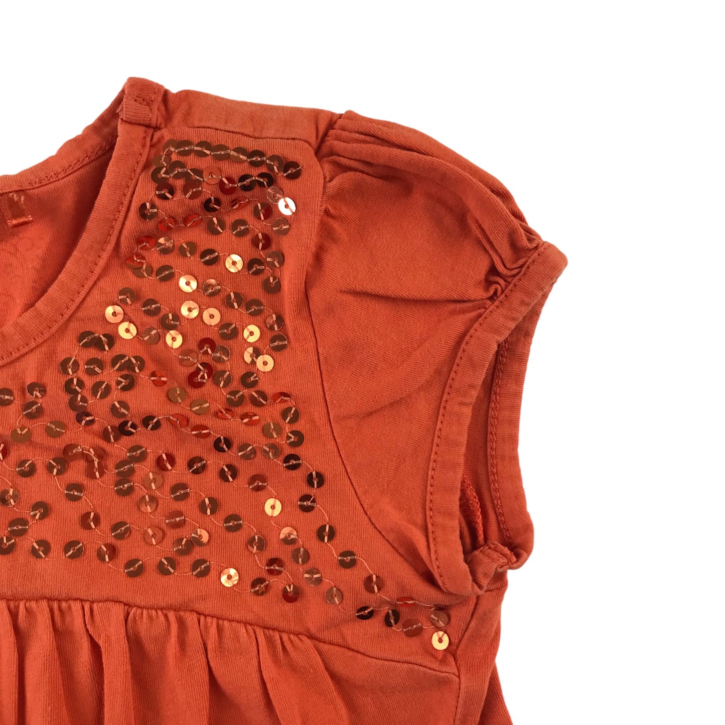 George T-shirt Age 8 Burnt Orange with Sequin Details Cotton