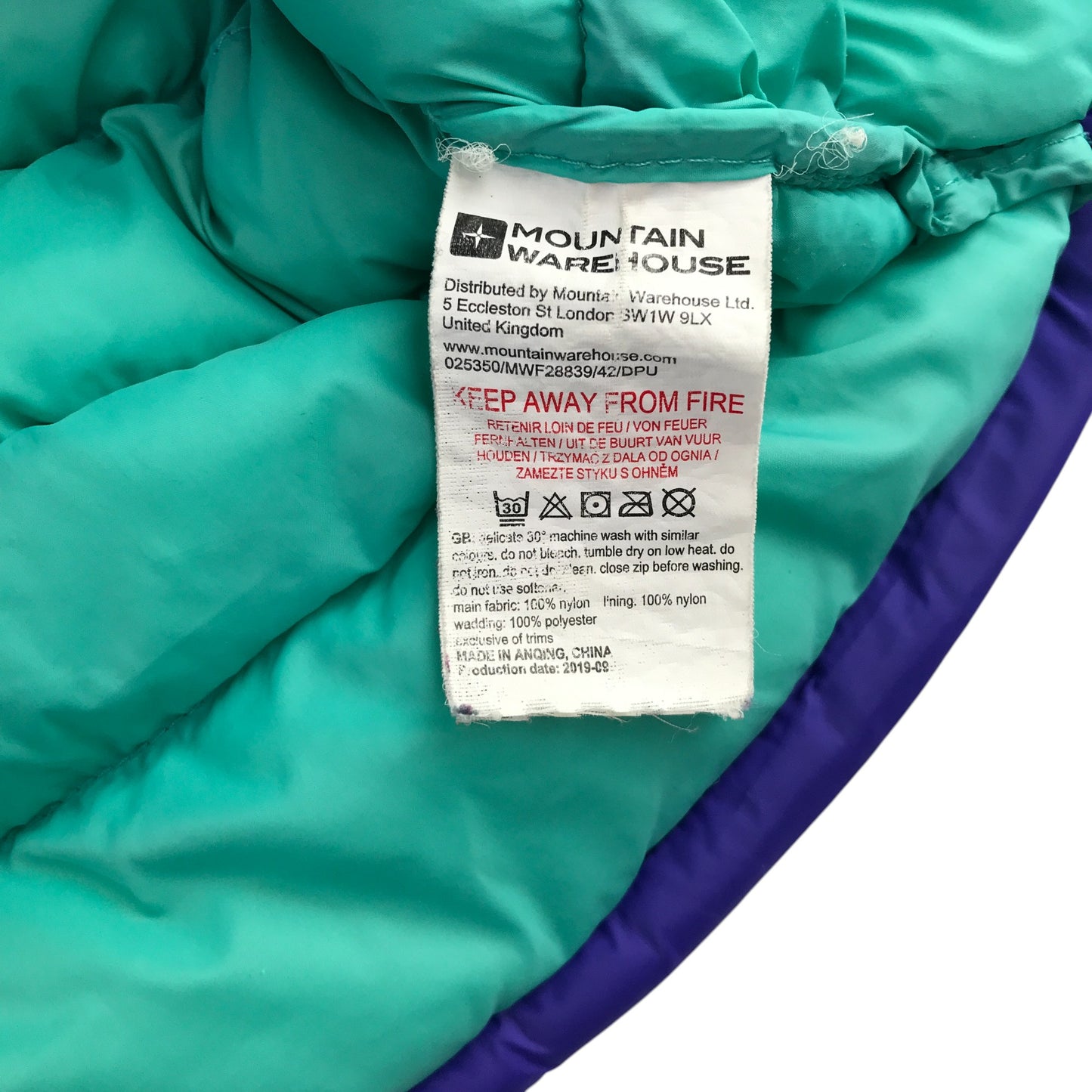 Mountain Warehouse jacket 11-12 years purple plain puffer