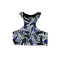 Iets Frans sports top women's M blue and black wavy graphic design