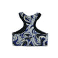 Iets Frans sports top women's M blue and black wavy graphic design