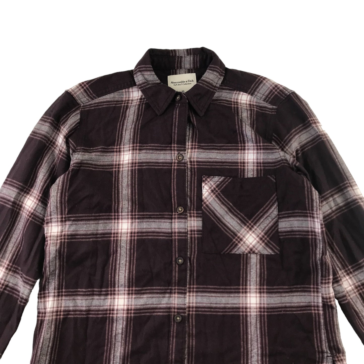 Abercrombie & Fitch Shirt Size Adult XS Dark Burgundy Checked Long Sleeve Button Up