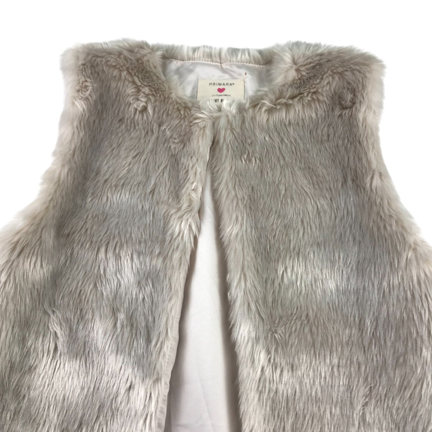 Primark Coat 10-11 Years White Sleeveless Faux Fur