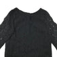 H&M Blouse Age 8-9 Black Slightly Cropped 3/4 Sleeve Lace Layered