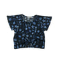 H&M Top Age 8 Black and Blue Seashell Pattern Cropped