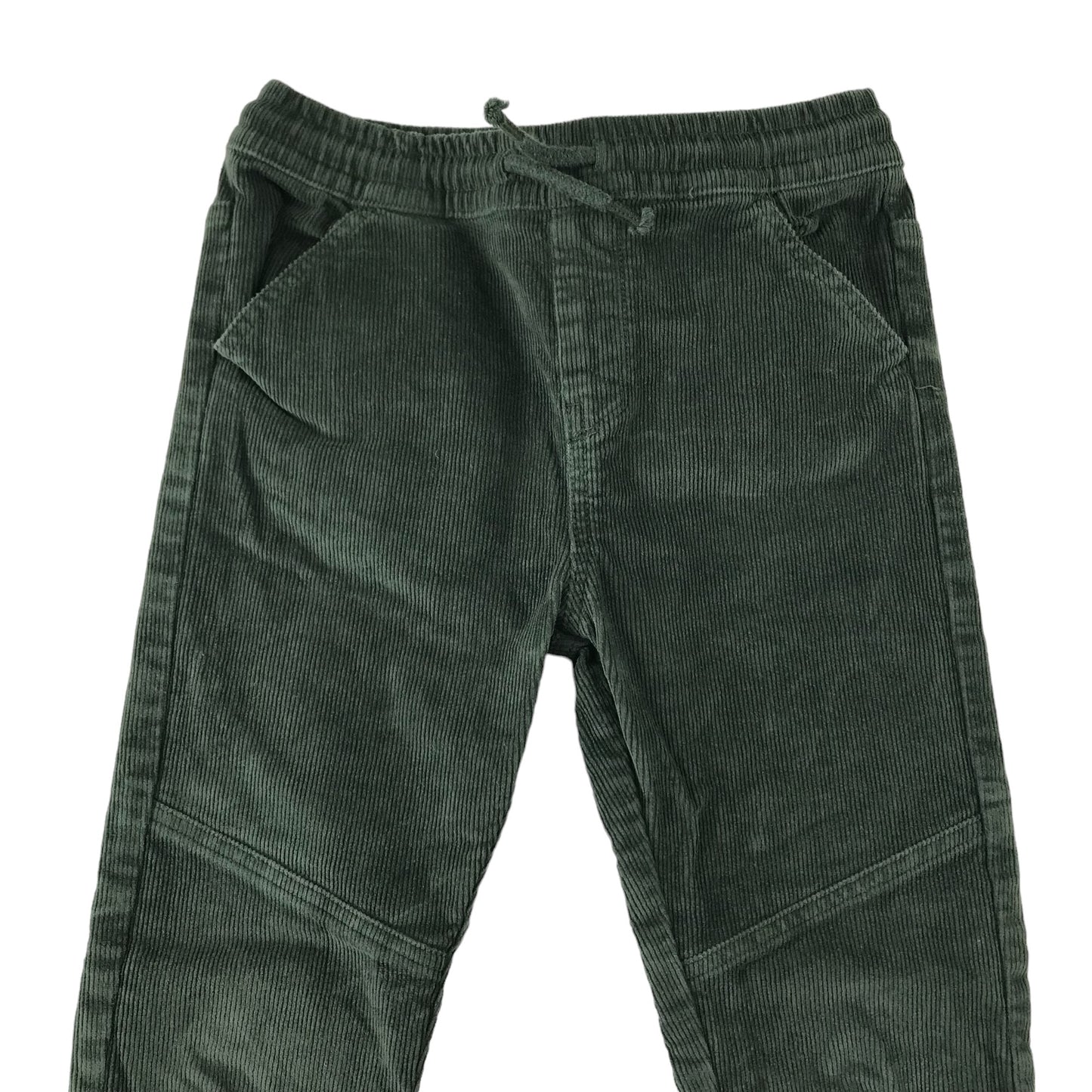 Tu trousers 6-7 years dark green plain corduroy pull on