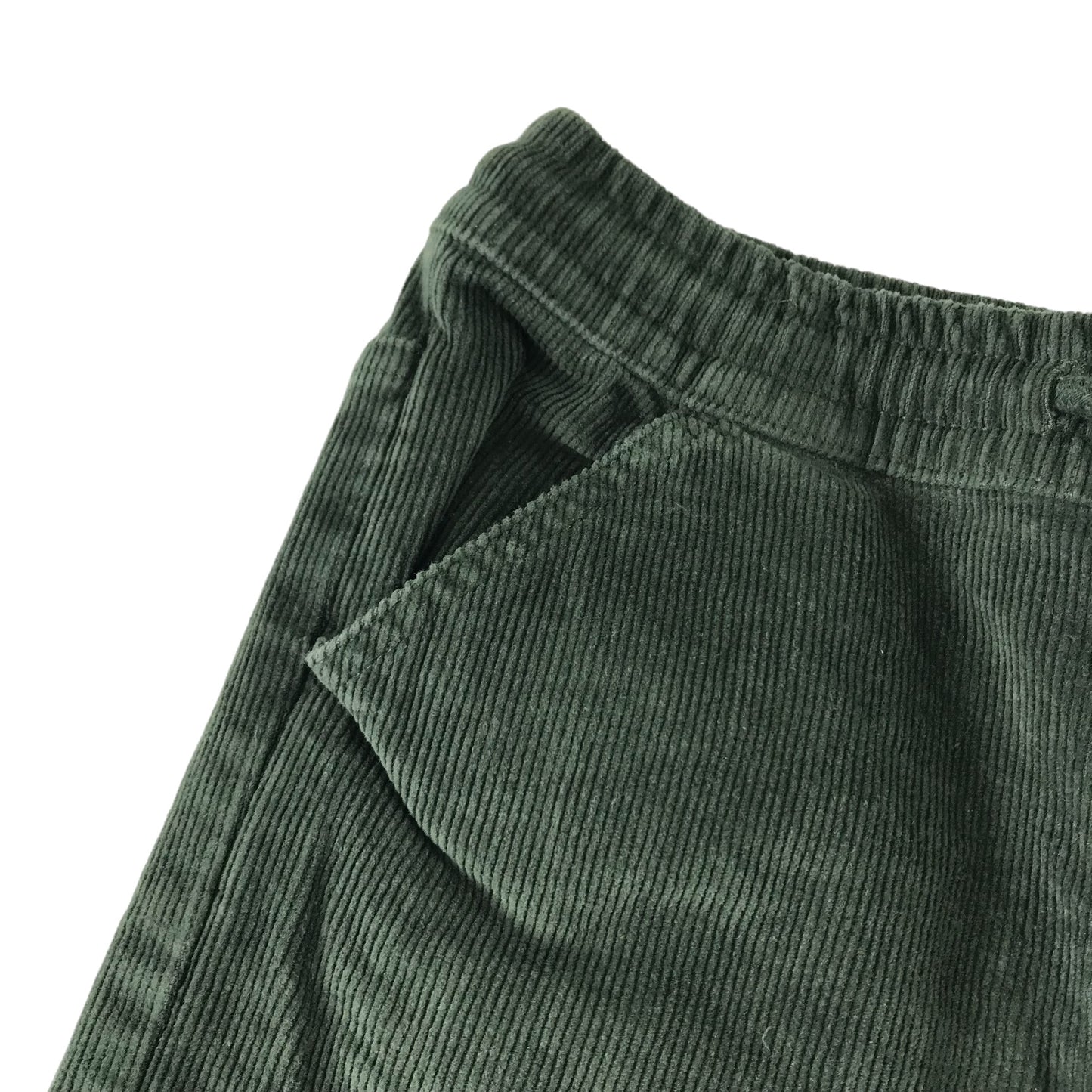 Tu trousers 6-7 years dark green plain corduroy pull on