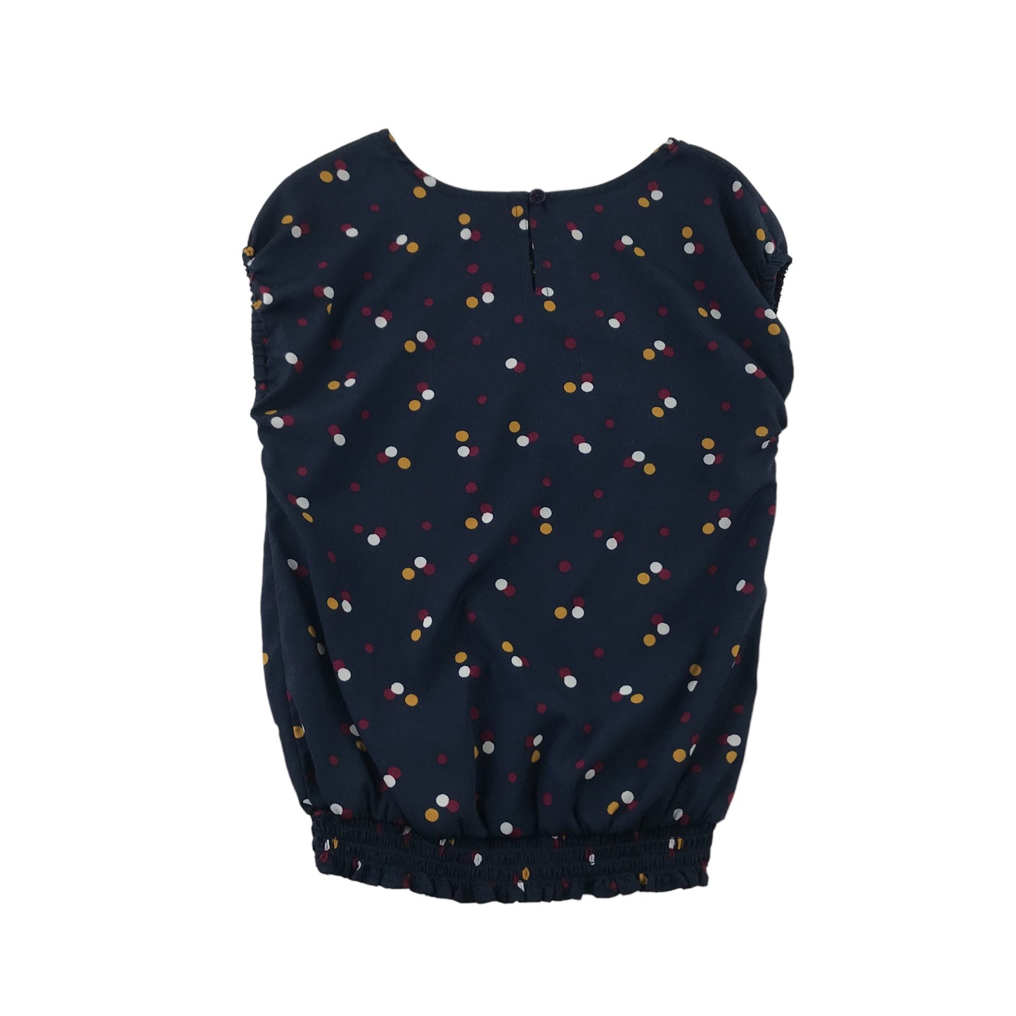 George Blouse Age 8 Navy Blue Multicoloured Polka Dot Bow Tie Detail Shirred Hem