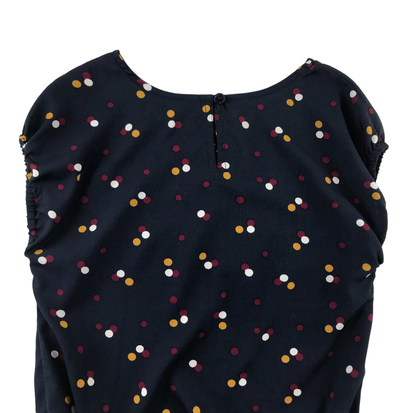 George Blouse Age 8 Navy Blue Multicoloured Polka Dot Bow Tie Detail Shirred Hem