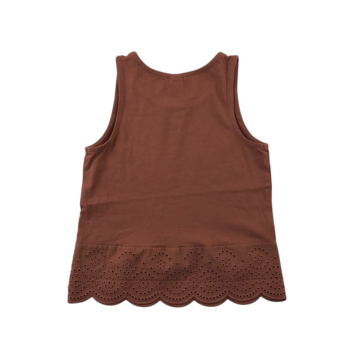 Tu Top Age 5 Earthy Brown Colour Sleeveless Embroidered Hem