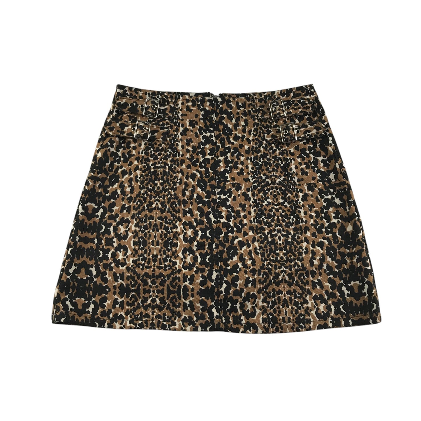 Top Shop skirt women's size UK 10 brown and black graphic spot pattern cotton