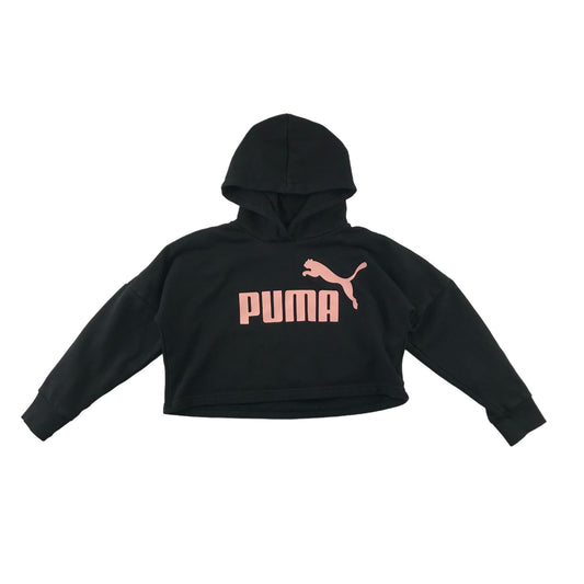 Puma Hoodie Age 7 Black Cropped Pink Logo