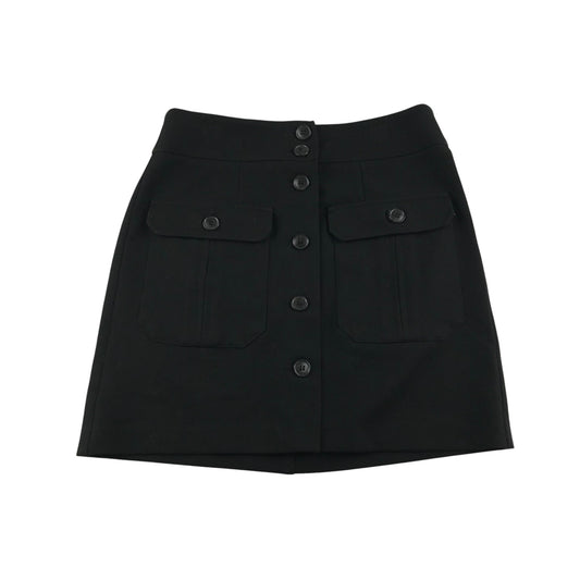 Next skirt women's size UK 8R black with buttons and pockets