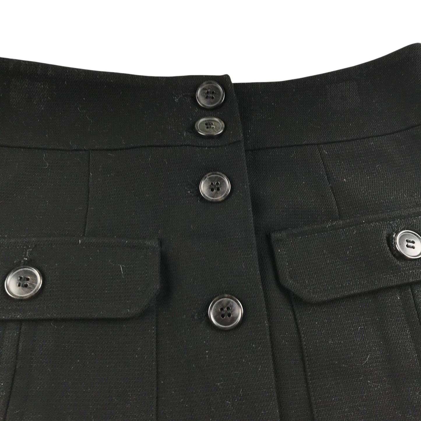 Next skirt women's size UK 8R black with buttons and pockets