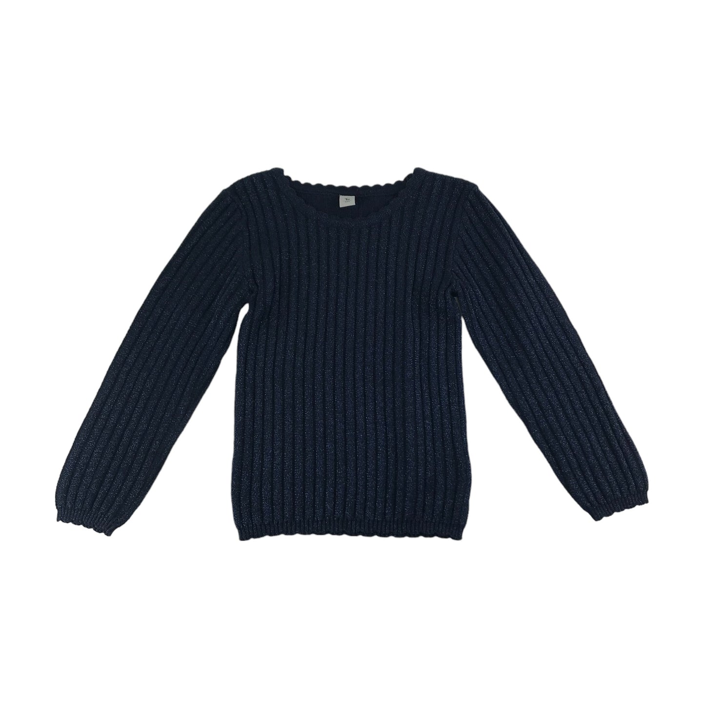 Tu Light Jumper Age 5 Navy Blue Sparkly Stripy Knit Pattern