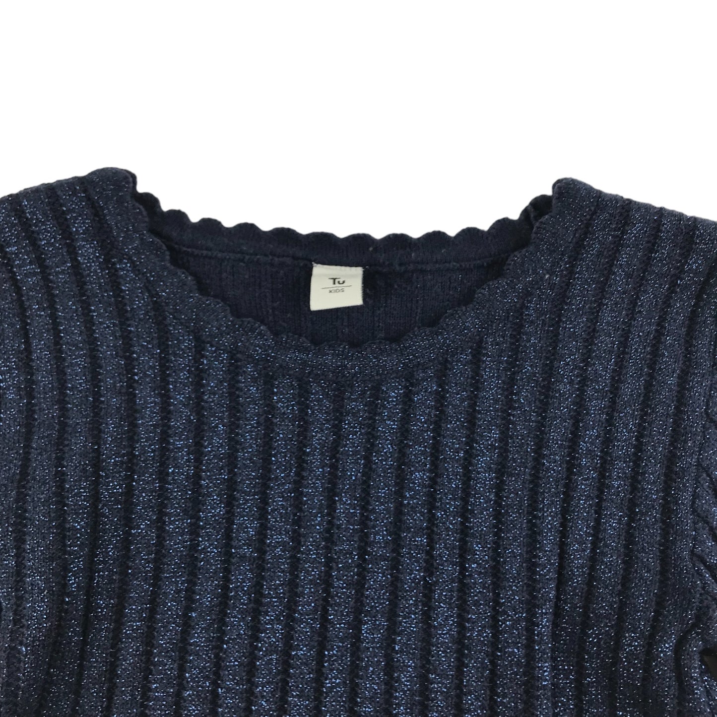 Tu Light Jumper Age 5 Navy Blue Sparkly Stripy Knit Pattern