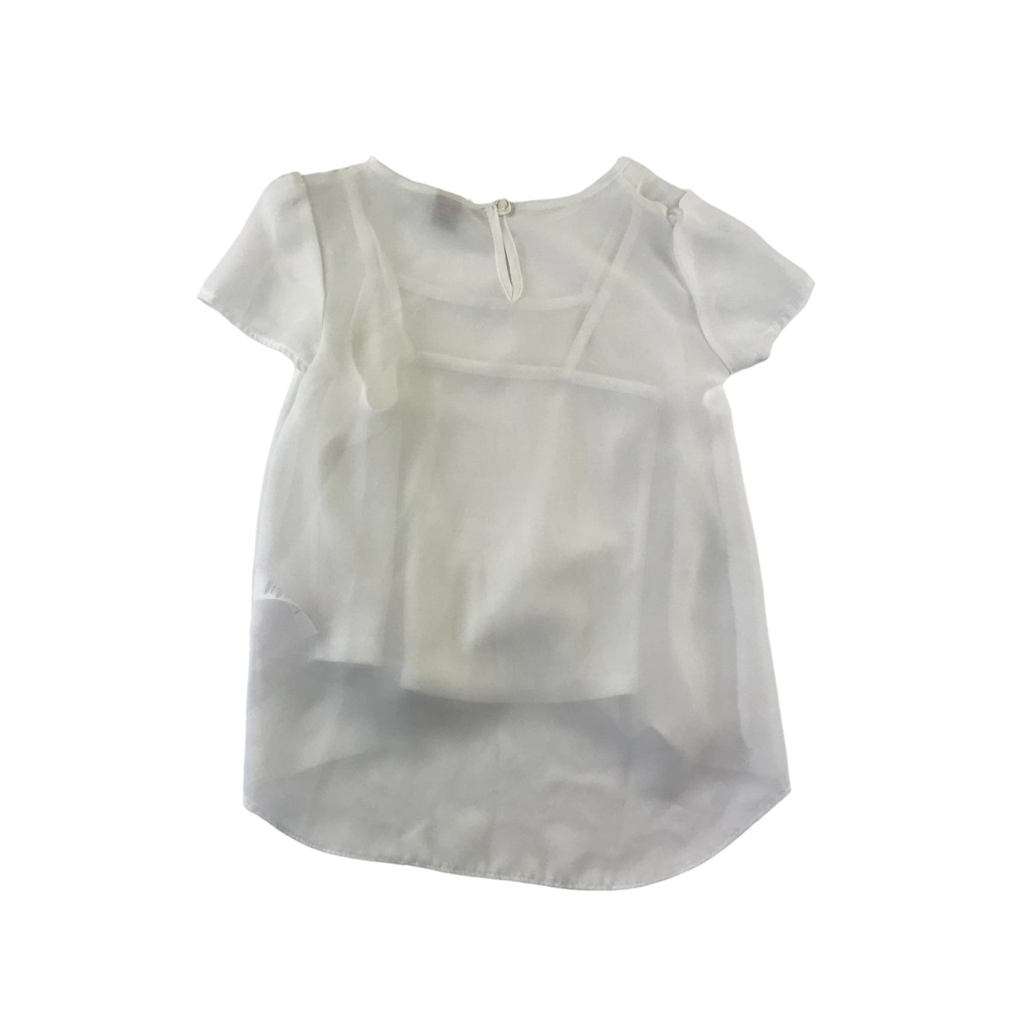 Tu Blouse Age 6 White Chiffon Style See Through T-shirt with white sleeveless under top