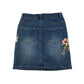 Missguided skirt women's size UK 6 blue denim with floral prints