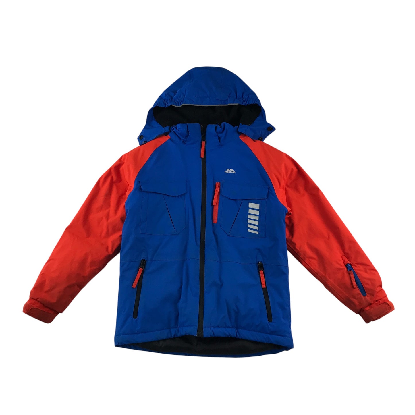 Trespass ski jacket 9-10 years blue and orange fleece lining waterproof