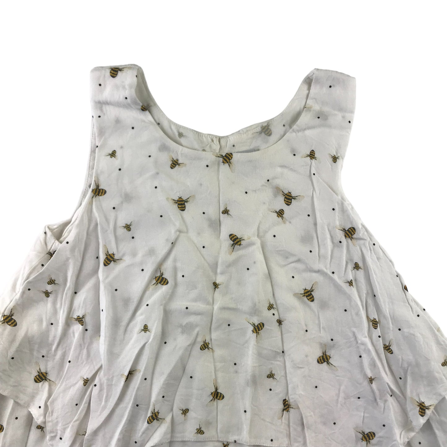 Tu Top Age 9 White Bee Print Pattern Uneven Hem