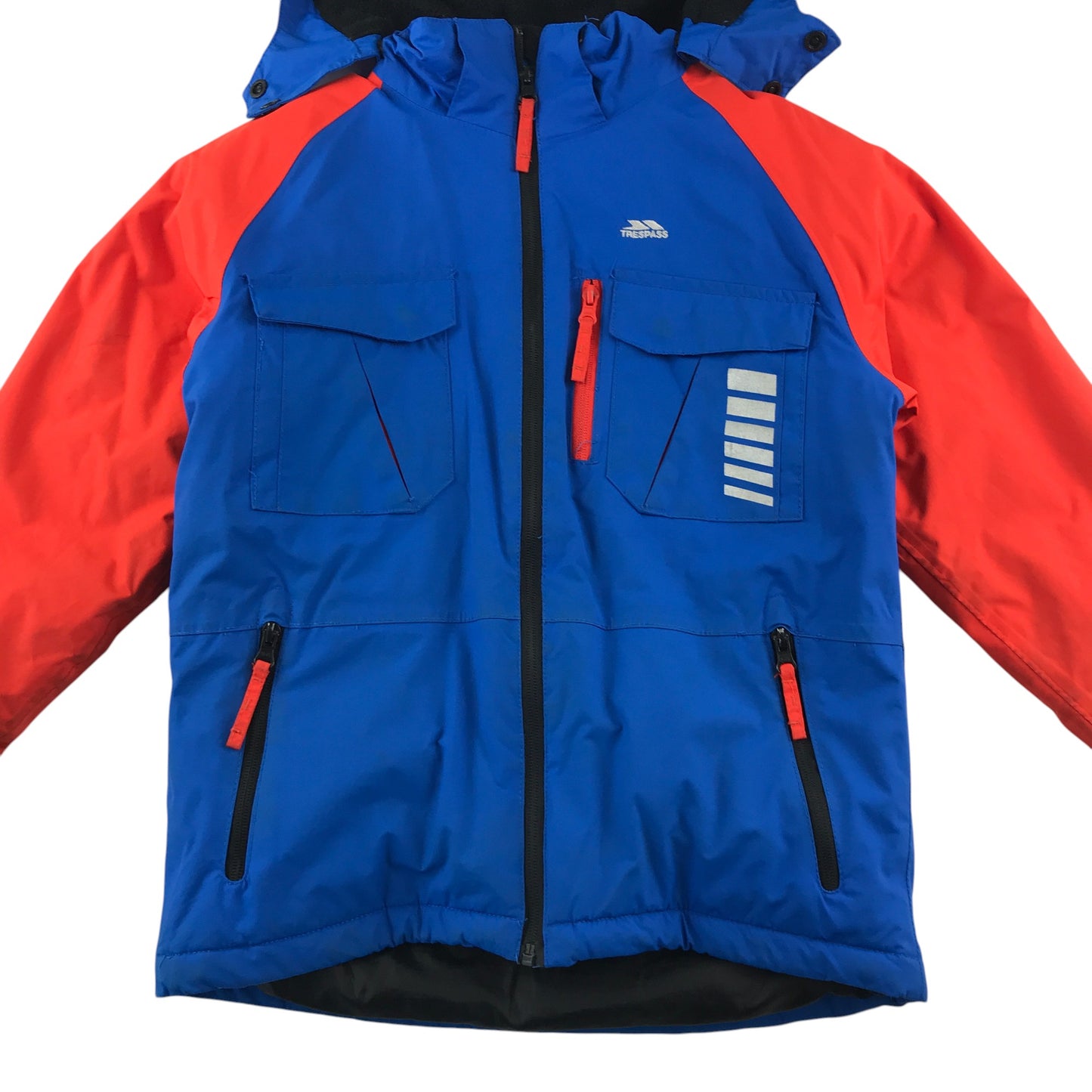 Trespass ski jacket 9-10 years blue and orange fleece lining waterproof