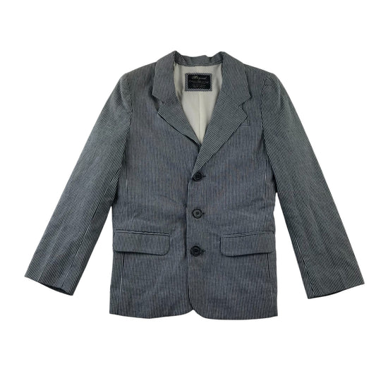 Mayoral Blazer 7-8 Years Grey and White Vertical Stripes Design 3 Button and Front Pockets