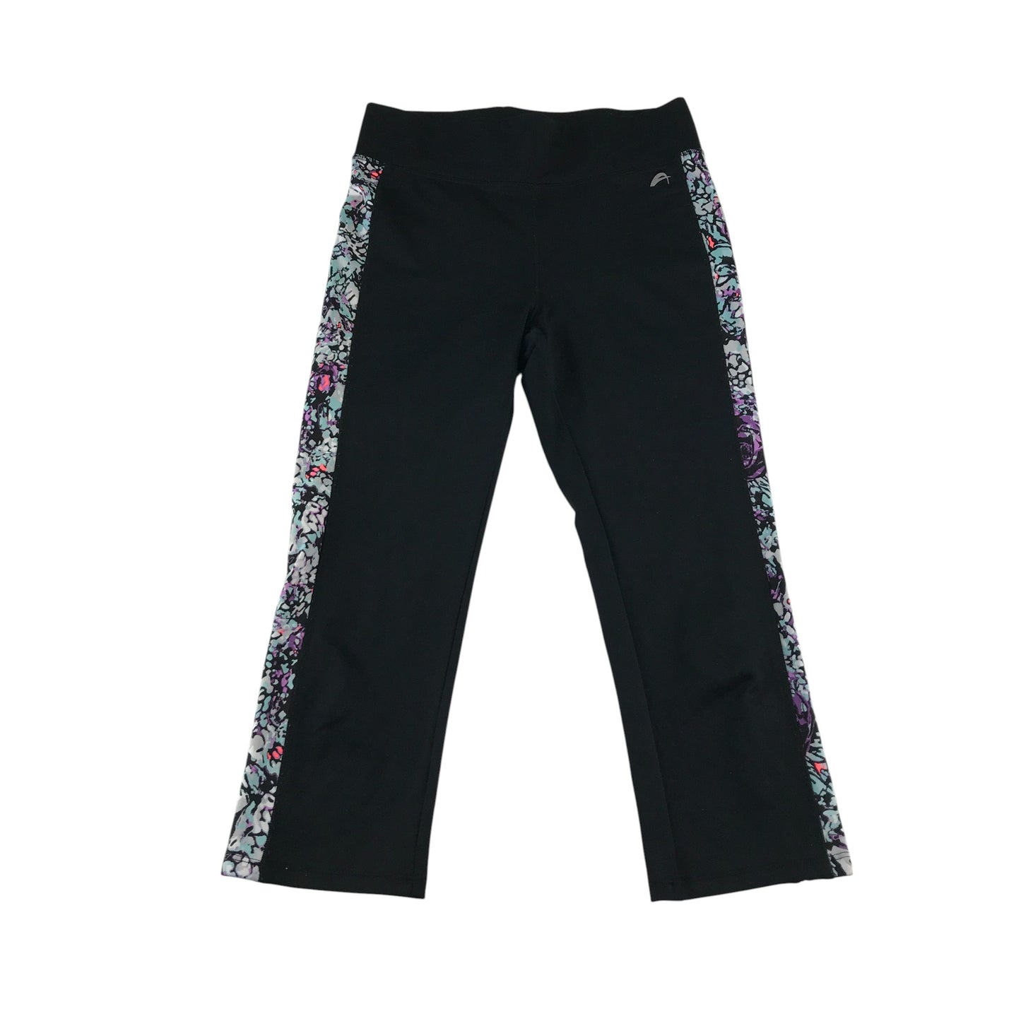 F&F sport leggings women's size 8 black with side panel graphic design