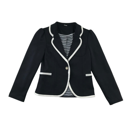 Tu Blazer 5-6 Years Black with White Detailing Front Pockets Anchor Button