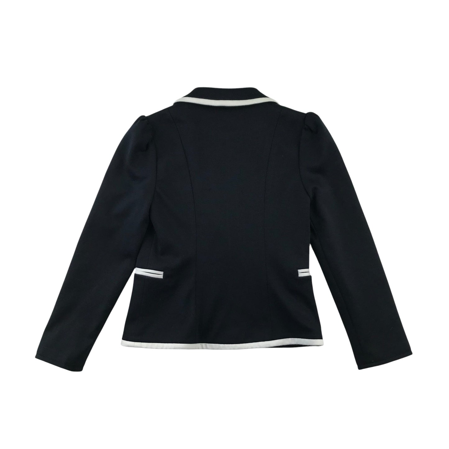 Tu Blazer 5-6 Years Black with White Detailing Front Pockets Anchor Button