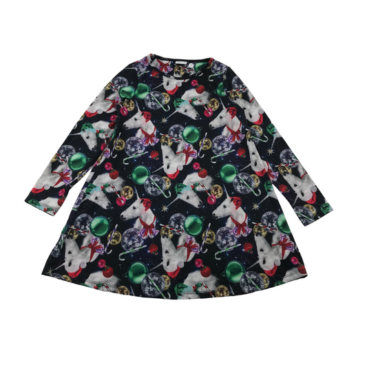 F&F Black Unicorn Christmas Dress Age 7