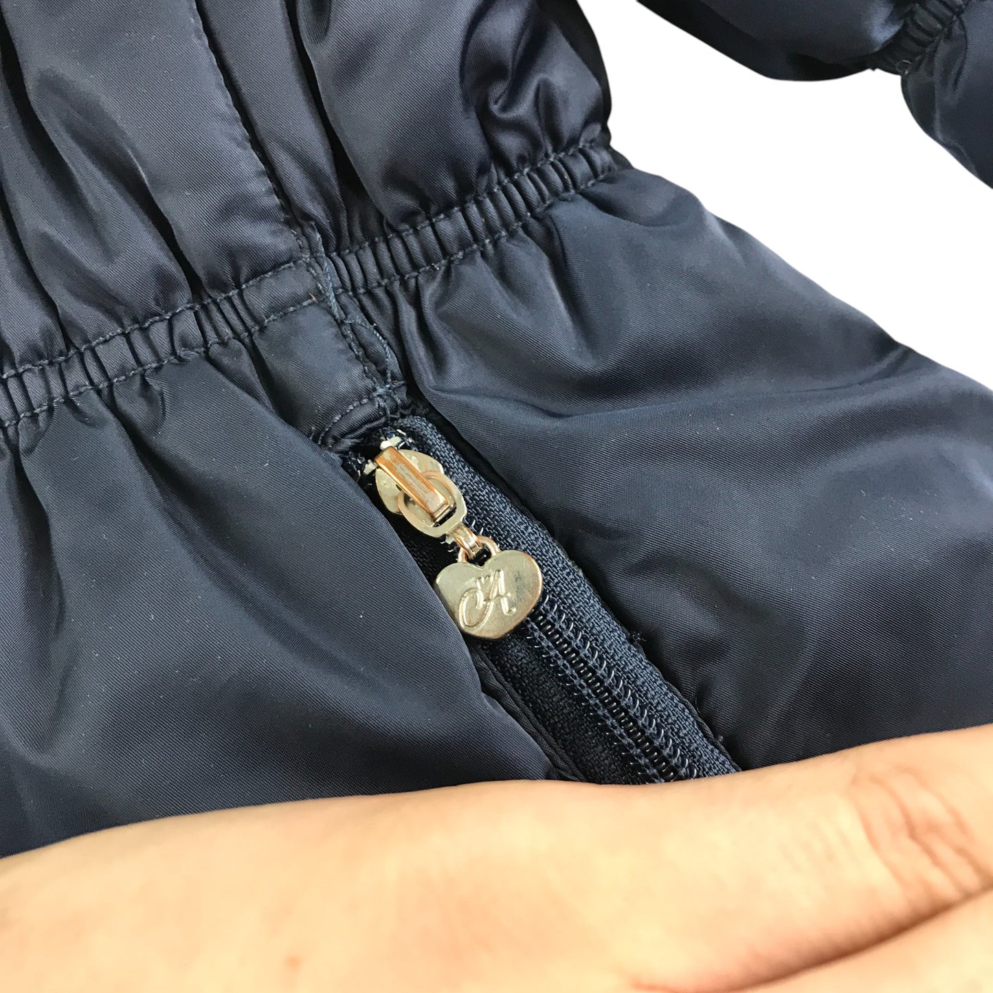 A-Dee jacket 7-8 years navy tiered sleeves puffer water resistant