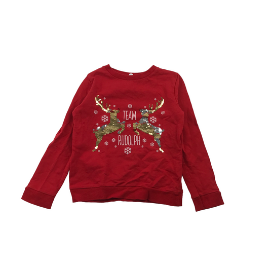 Primark Red Team Rudolph Christmas Cotton Jumper Age 4
