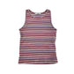 M&S Top Age 9 Burgundy Lilac White Stripy Tank Top