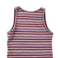 M&S Top Age 9 Burgundy Lilac White Stripy Tank Top