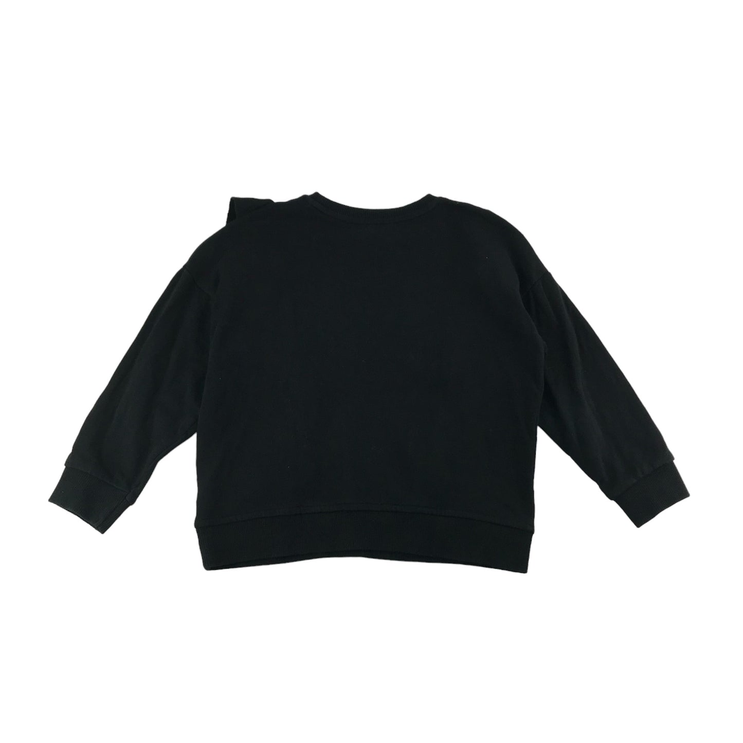 F&F Sweater Age 6 Black Plain Jersey Pullover Frilled Cotton