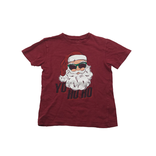 Next Burgundy Cool Santa Yo Ho Ho Cotton T-shirt Age 5
