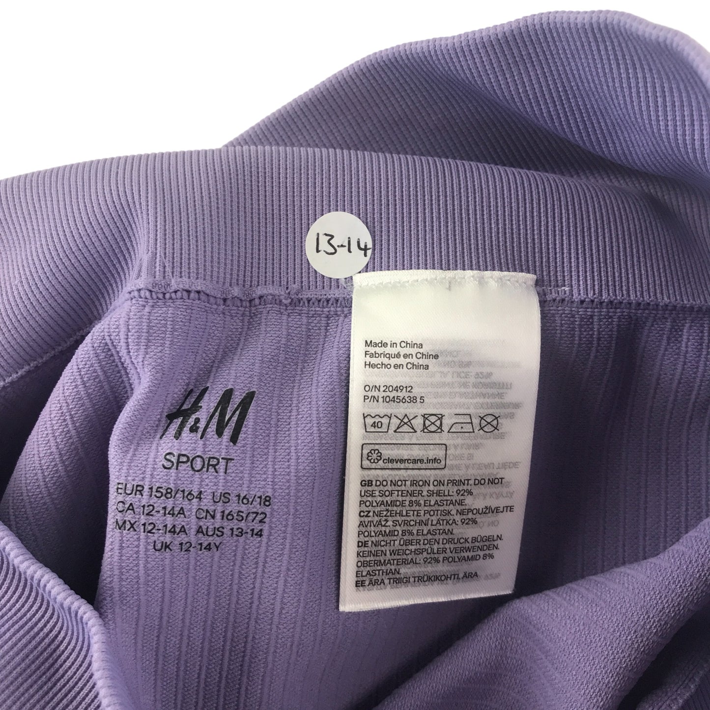 H&M sport leggings 12-13 years lilac purple plain