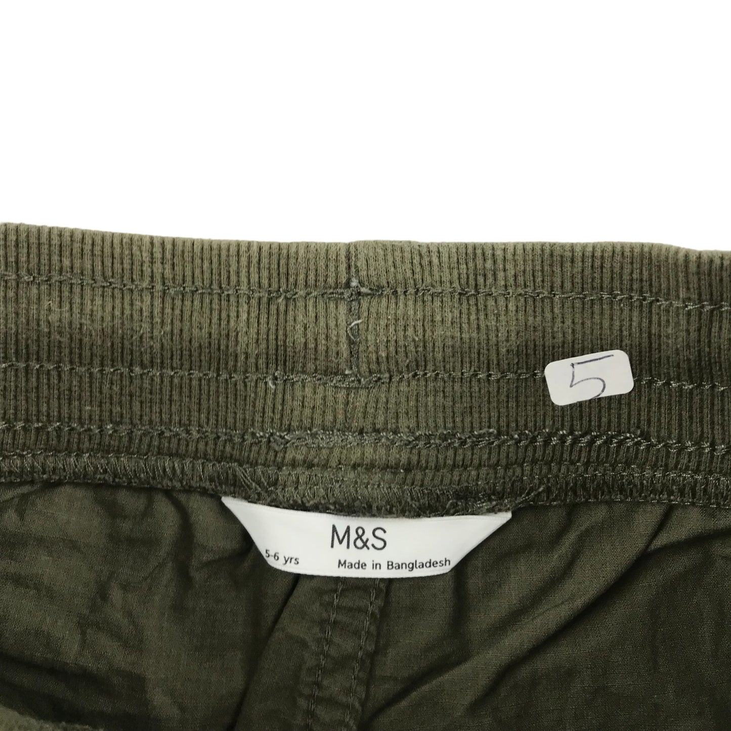 M&S Trousers Age 5 Khaki Green Pull-up Style