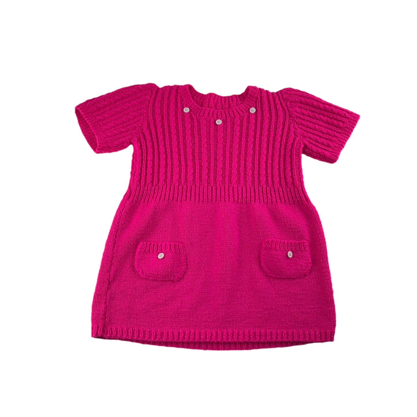 Handmade Jumper Age 9-10 Bright Pink Short Sleeve