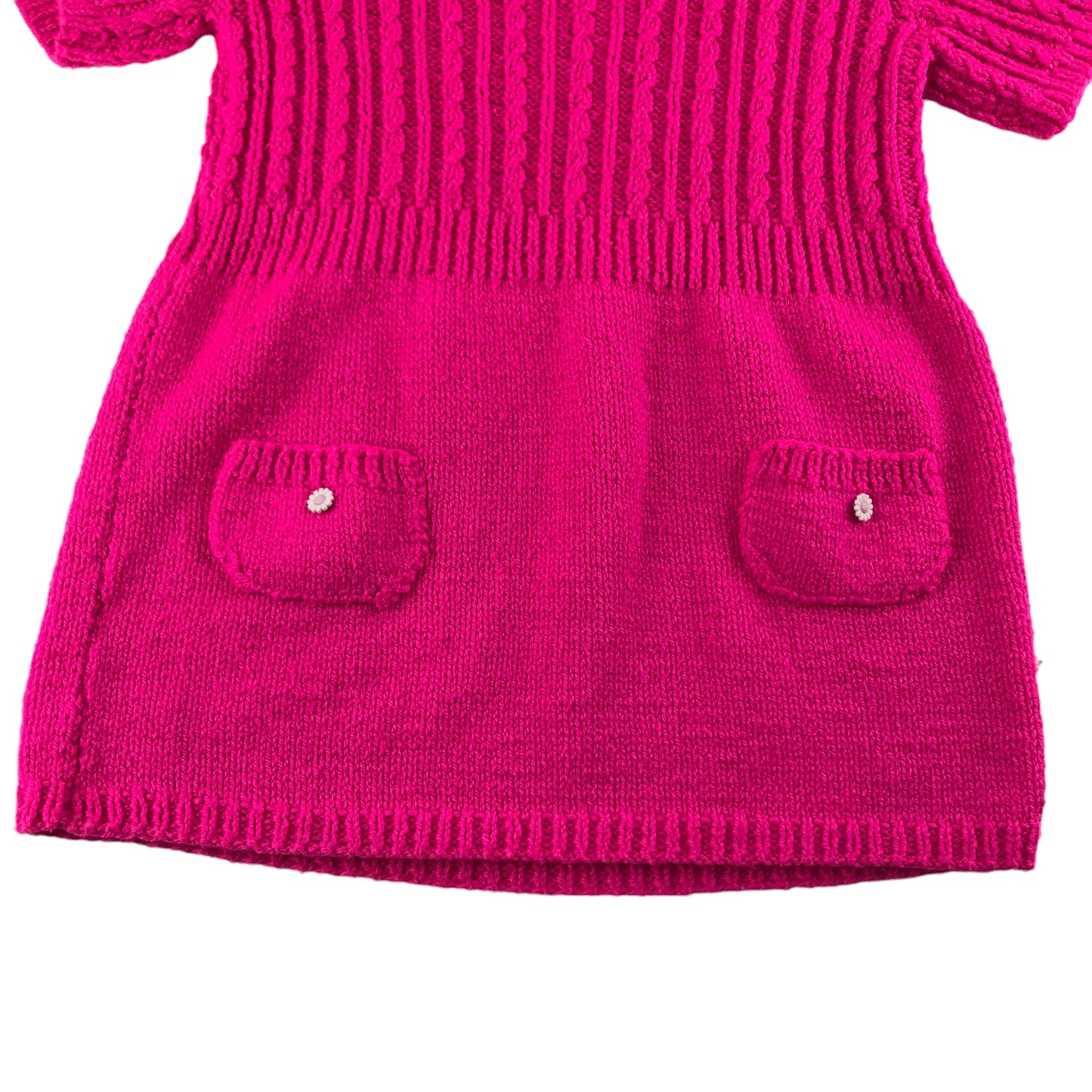 Handmade Jumper Age 9-10 Bright Pink Short Sleeve