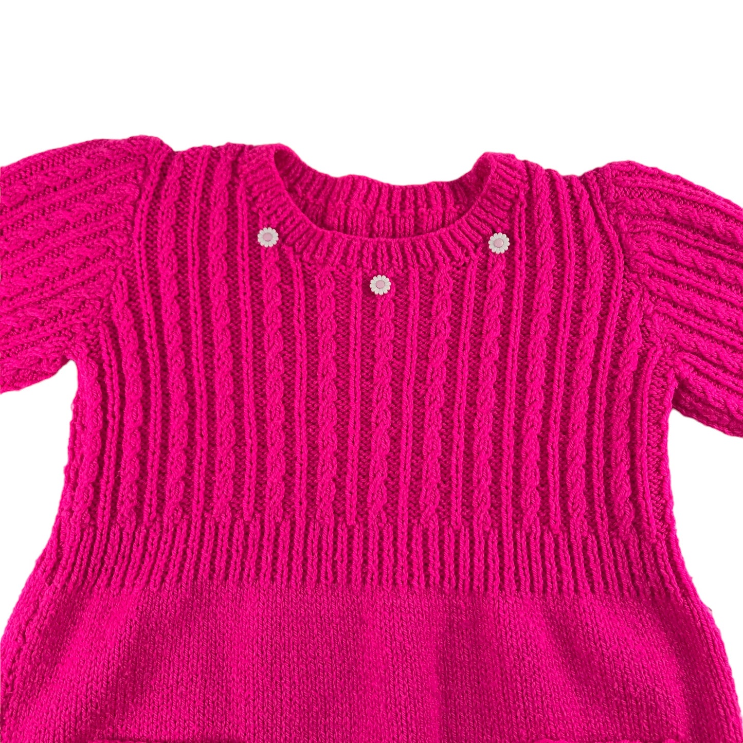 Handmade Jumper Age 9-10 Bright Pink Short Sleeve