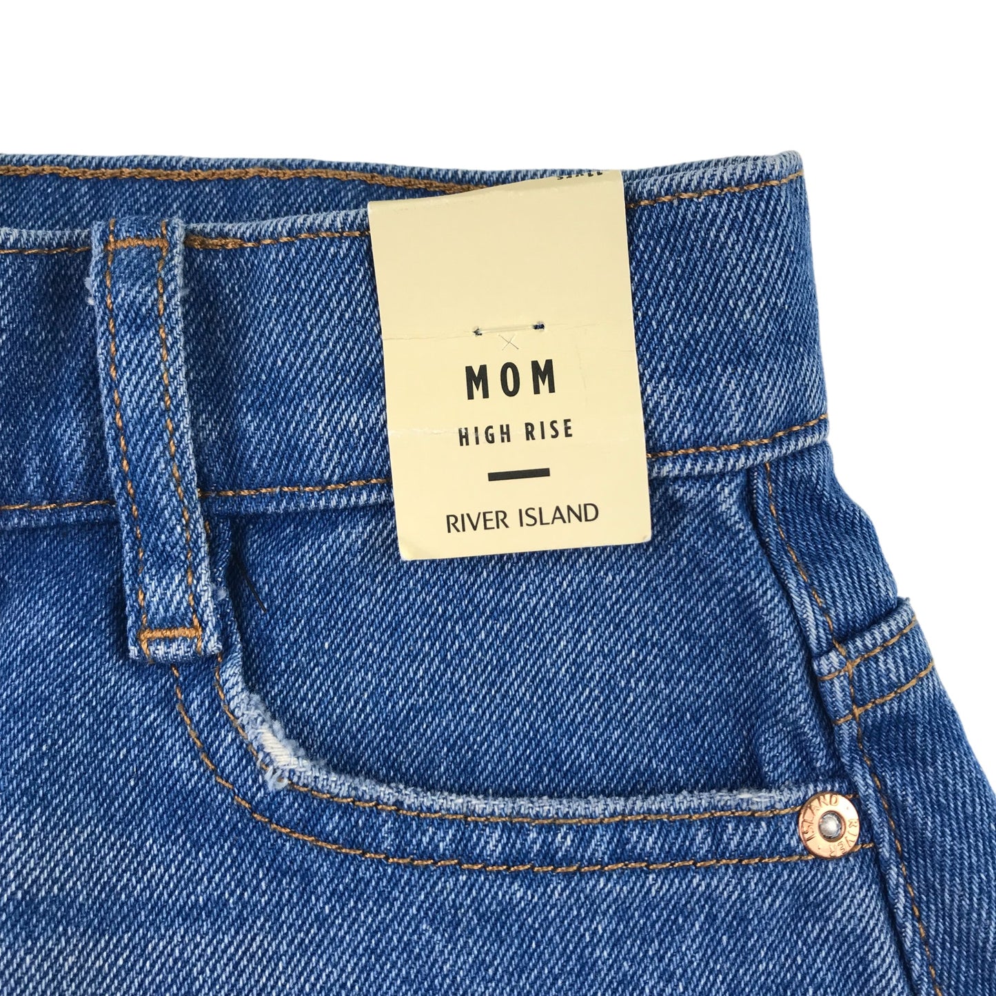 River Island jeans 11 years blue mom fit high waist cotton