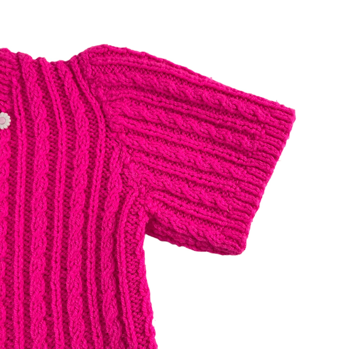 Handmade Jumper Age 9-10 Bright Pink Short Sleeve